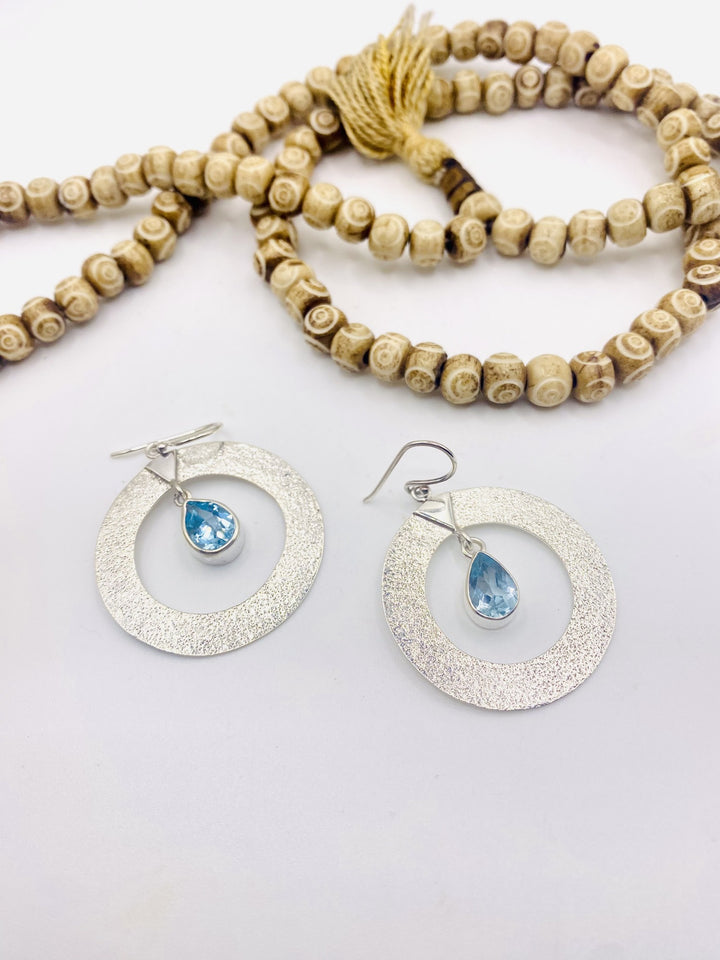 Blue Topaz Disc Earrings