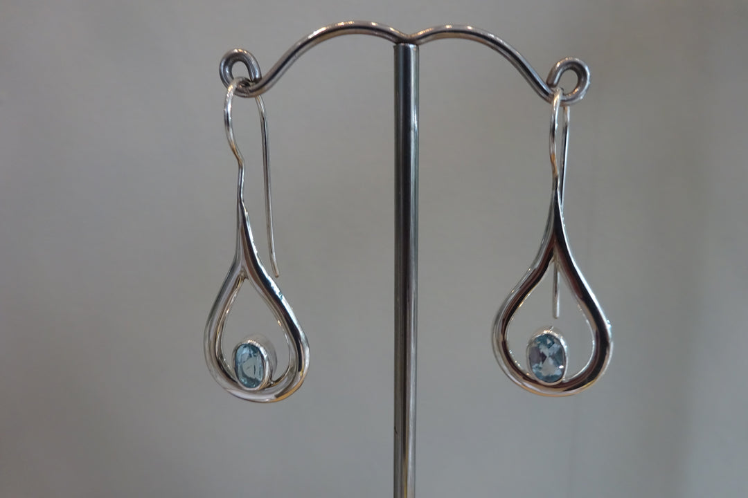 Blue Topaz in Teardrop Earrings
