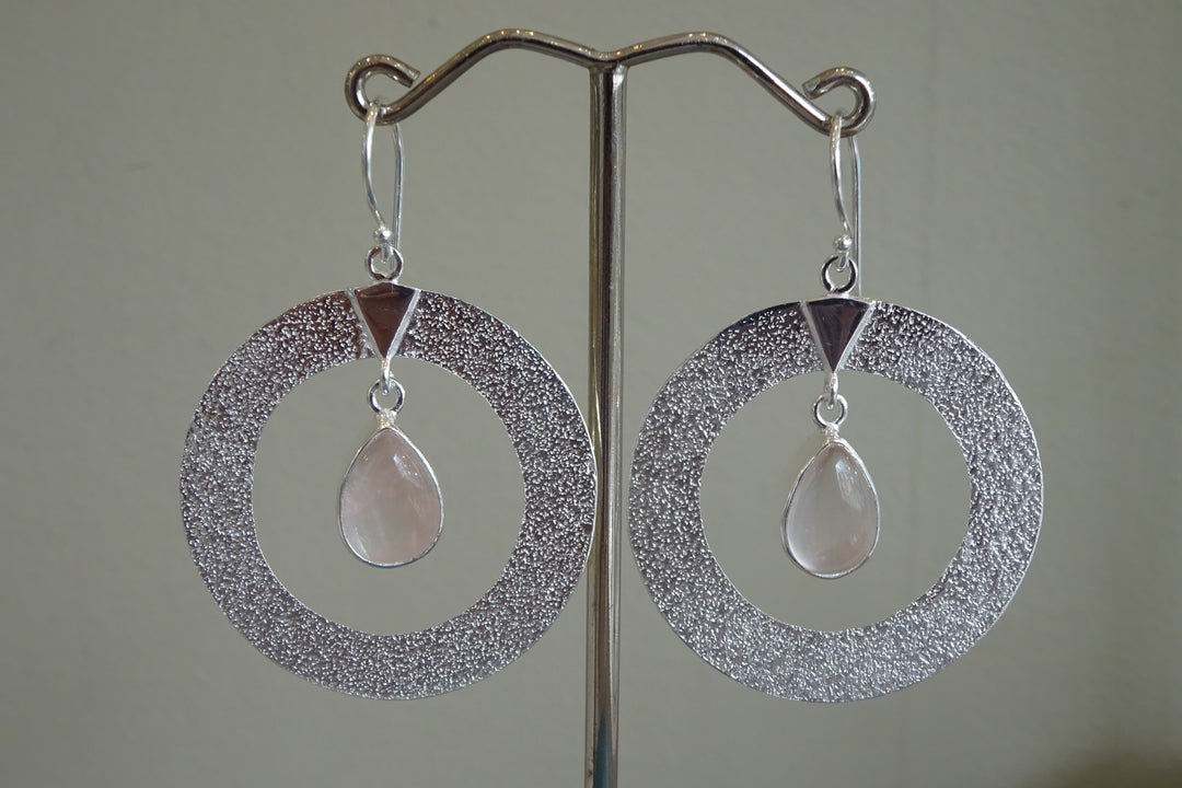 Rose Quartz Contemporary Earrings