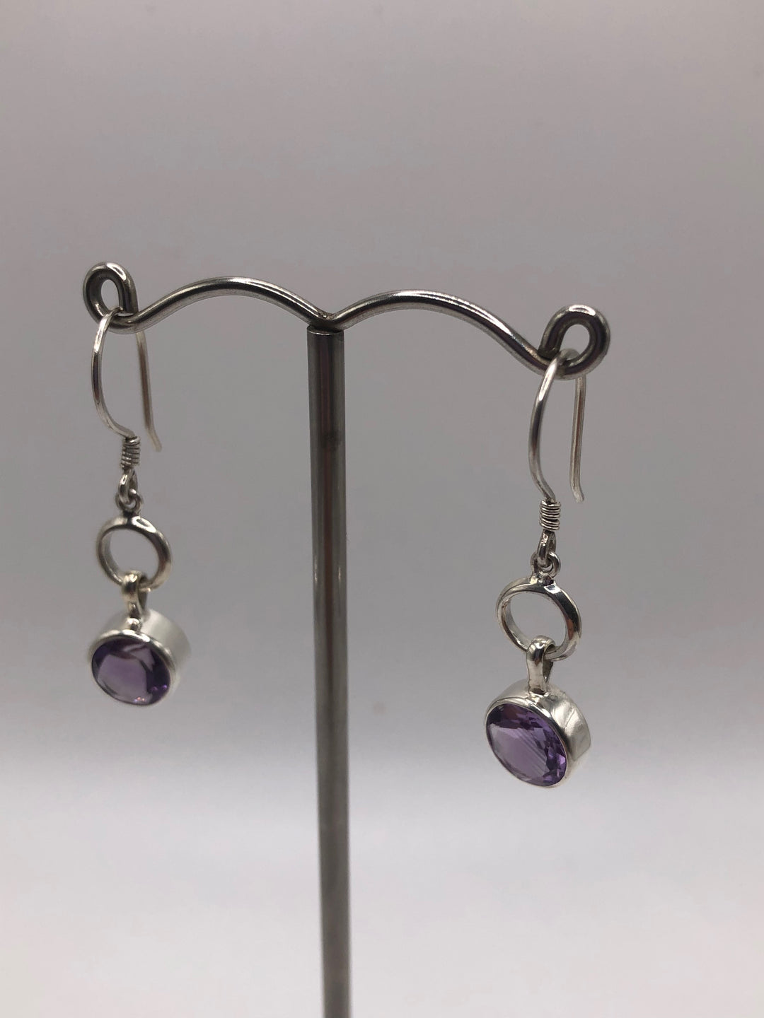 Double Circle Amethyst Earrings