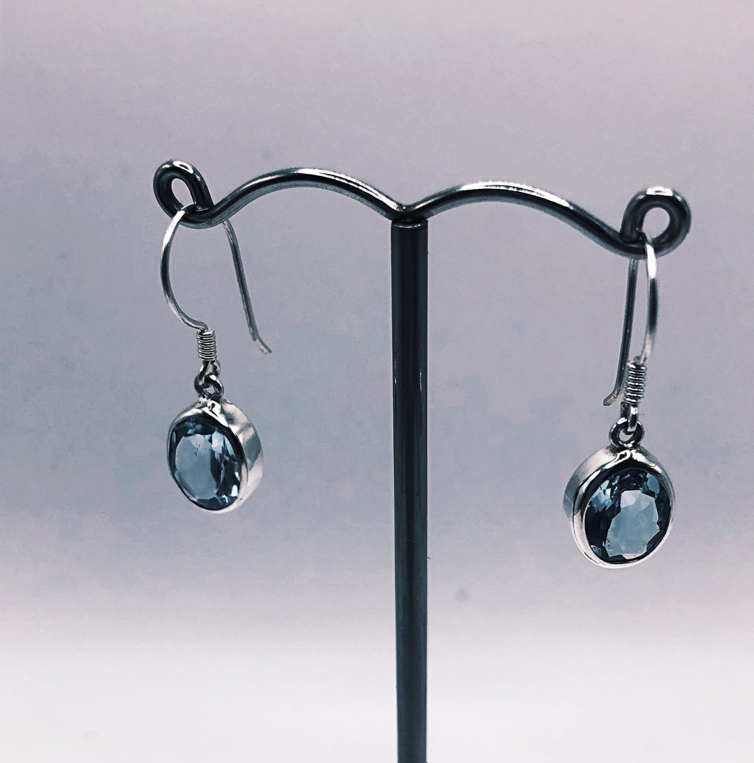 Circular Blue Topaz Earrings