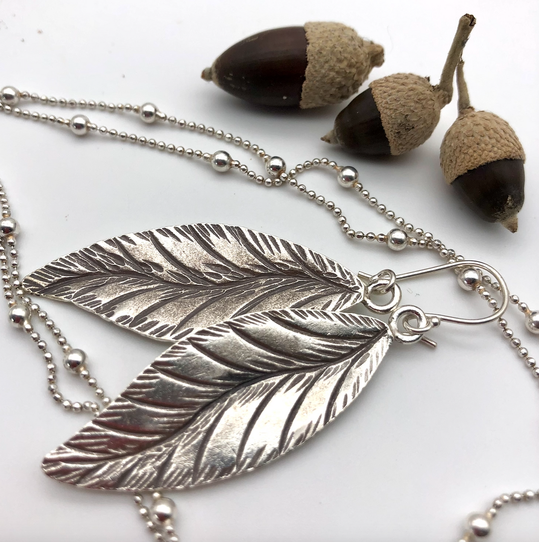 Textured Leaf Earrings