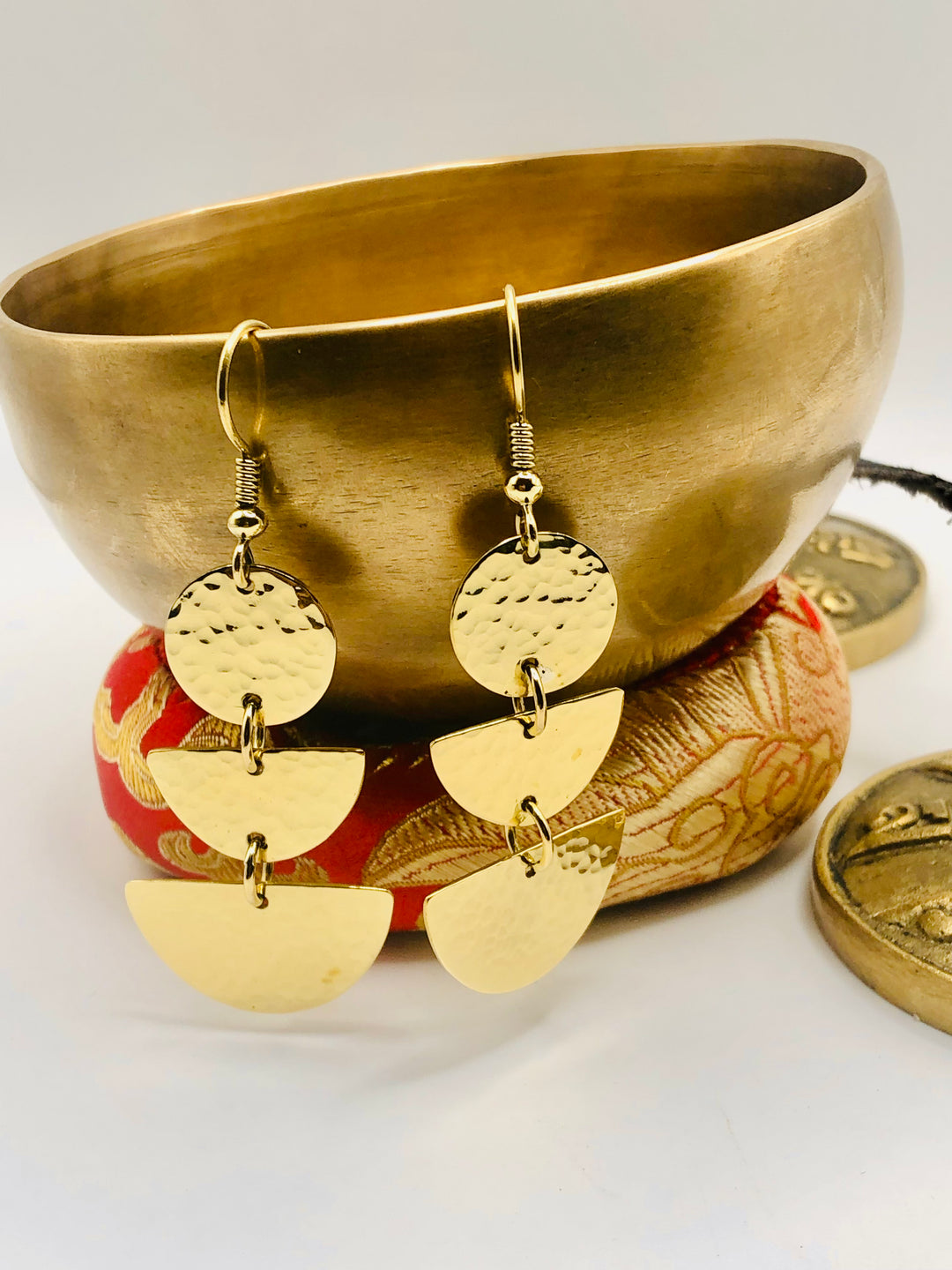 Brass Triple Drop Earrings