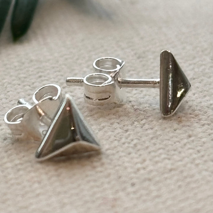 Sterling silver pyramid stud earrings