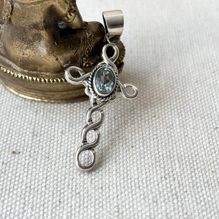 Blue Topaz Sterling Silver Pendant