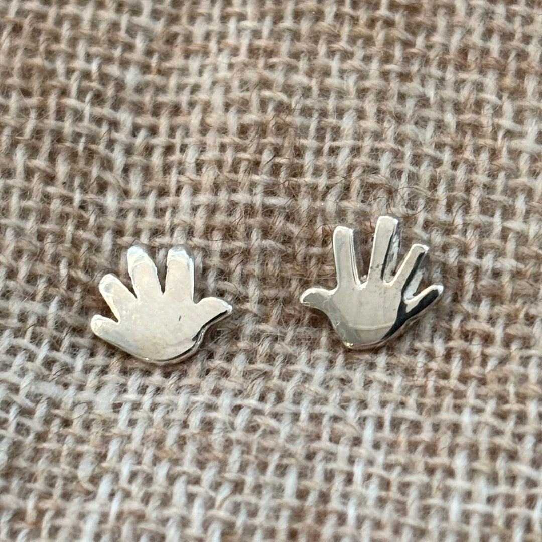 Sterling Silver Open Hand Stud Earrings