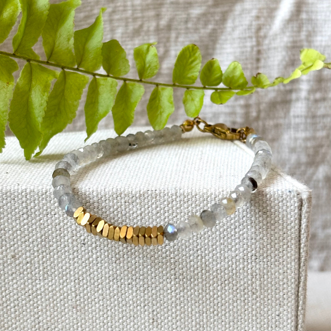 Labradorite & 18ct Gold-Plated Beaded Bracelet