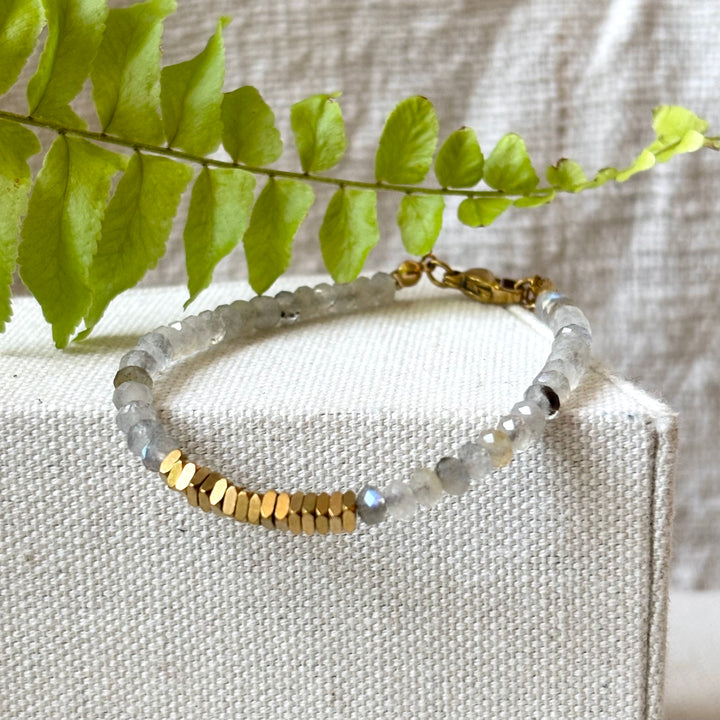 Labradorite & 18ct Gold-Plated Beaded Bracelet