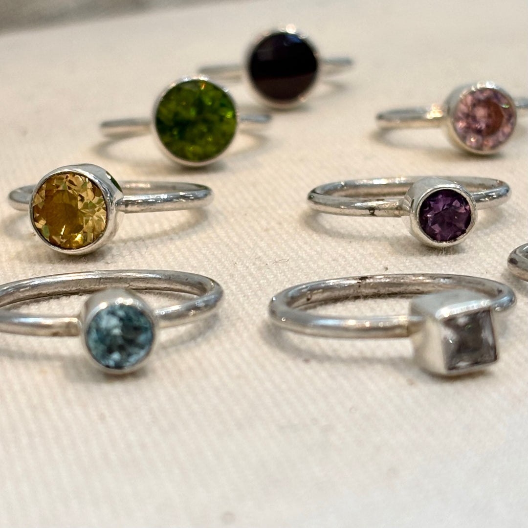 Sterling Silver Gemstone Stacking Ring – Handmade Silver Ring