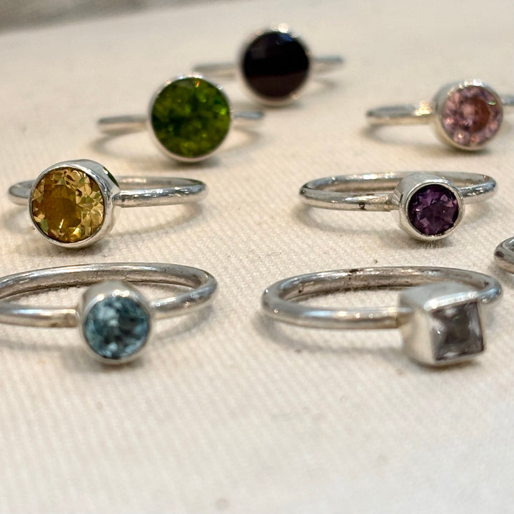 Sterling Silver Gemstone Stacking Ring – Handmade Silver Ring