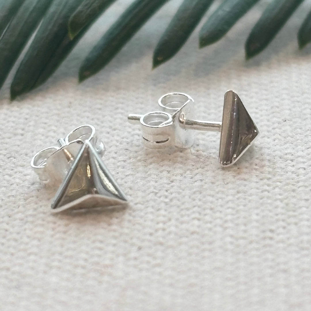 Sterling silver pyramid stud earrings