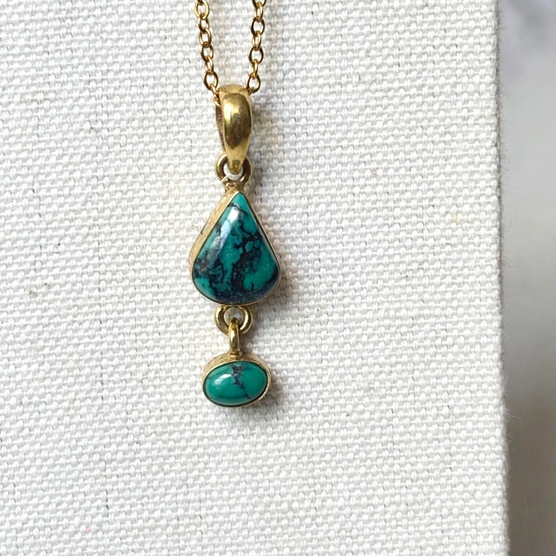 Turquoise Two-Stone Panchadhatu Necklace
