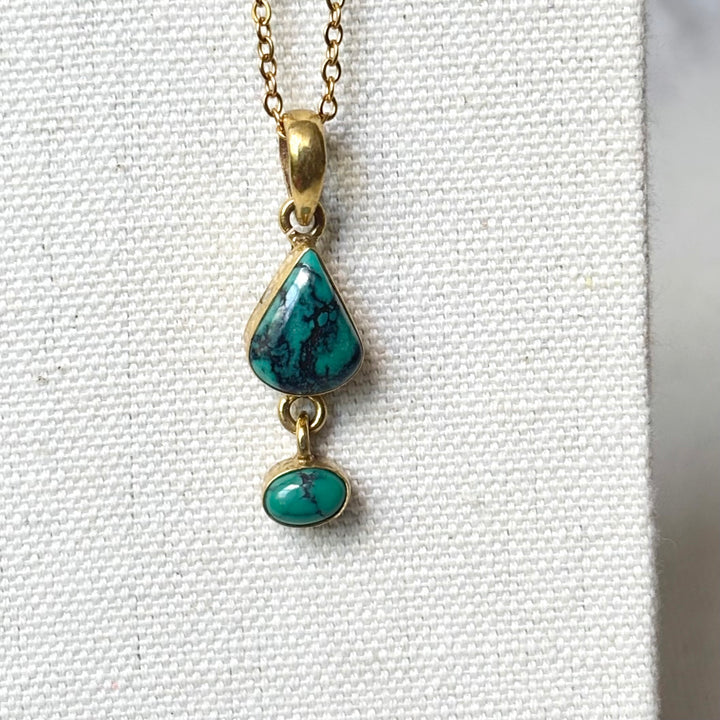 Turquoise Two-Stone Panchadhatu Necklace