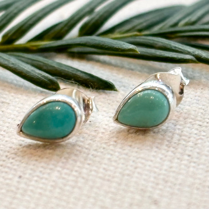 Sterling Silver Turquoise Teardrop Stud Earrings