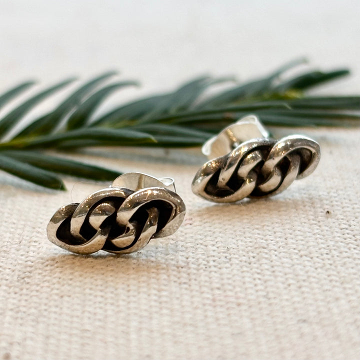 Sterling Silver Chain Link Stud Earrings