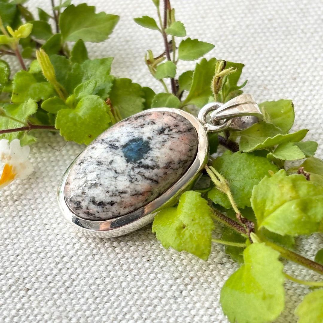 Handmade K2 Stone Sterling Silver Oval Pendant