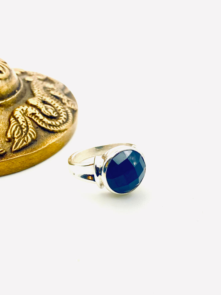 Black Onyx Faceted Ring