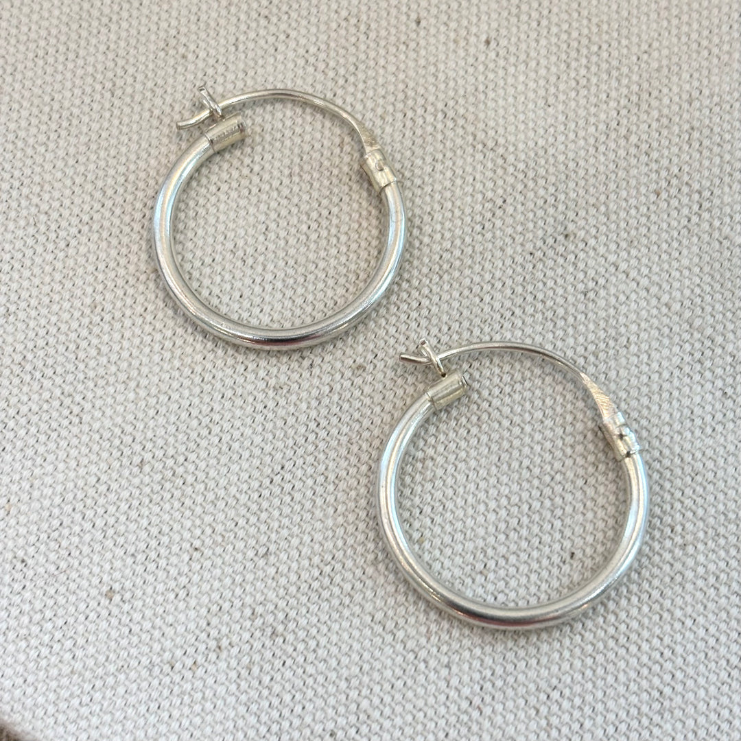 Sterling Silver Medium Hoop Earrings – 25mm