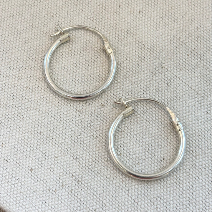 Sterling Silver Medium Hoop Earrings – 25mm