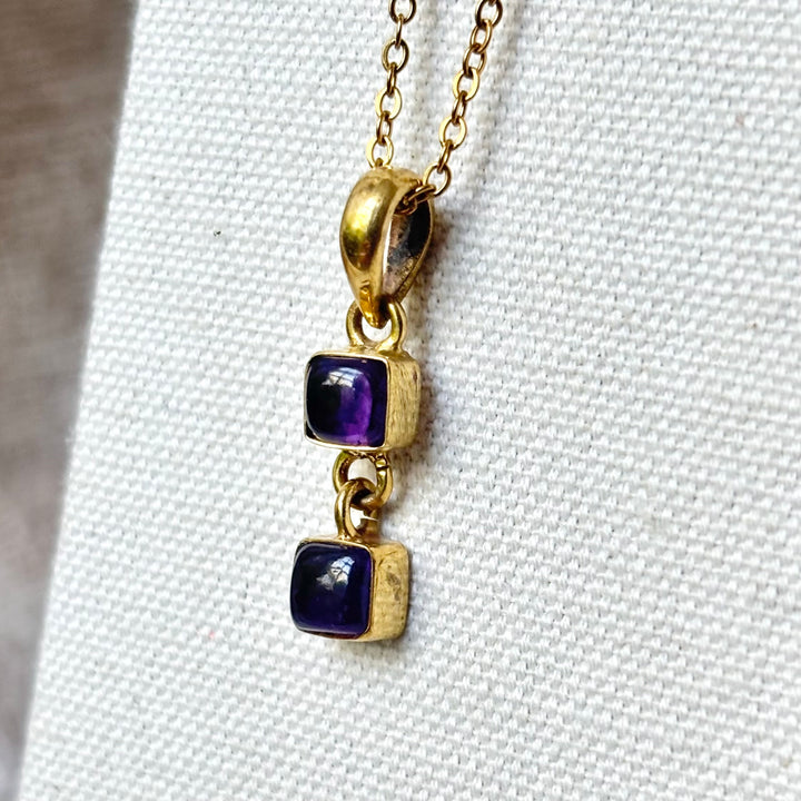 Handmade Two-Stone Amethyst Panchadhatu Necklace