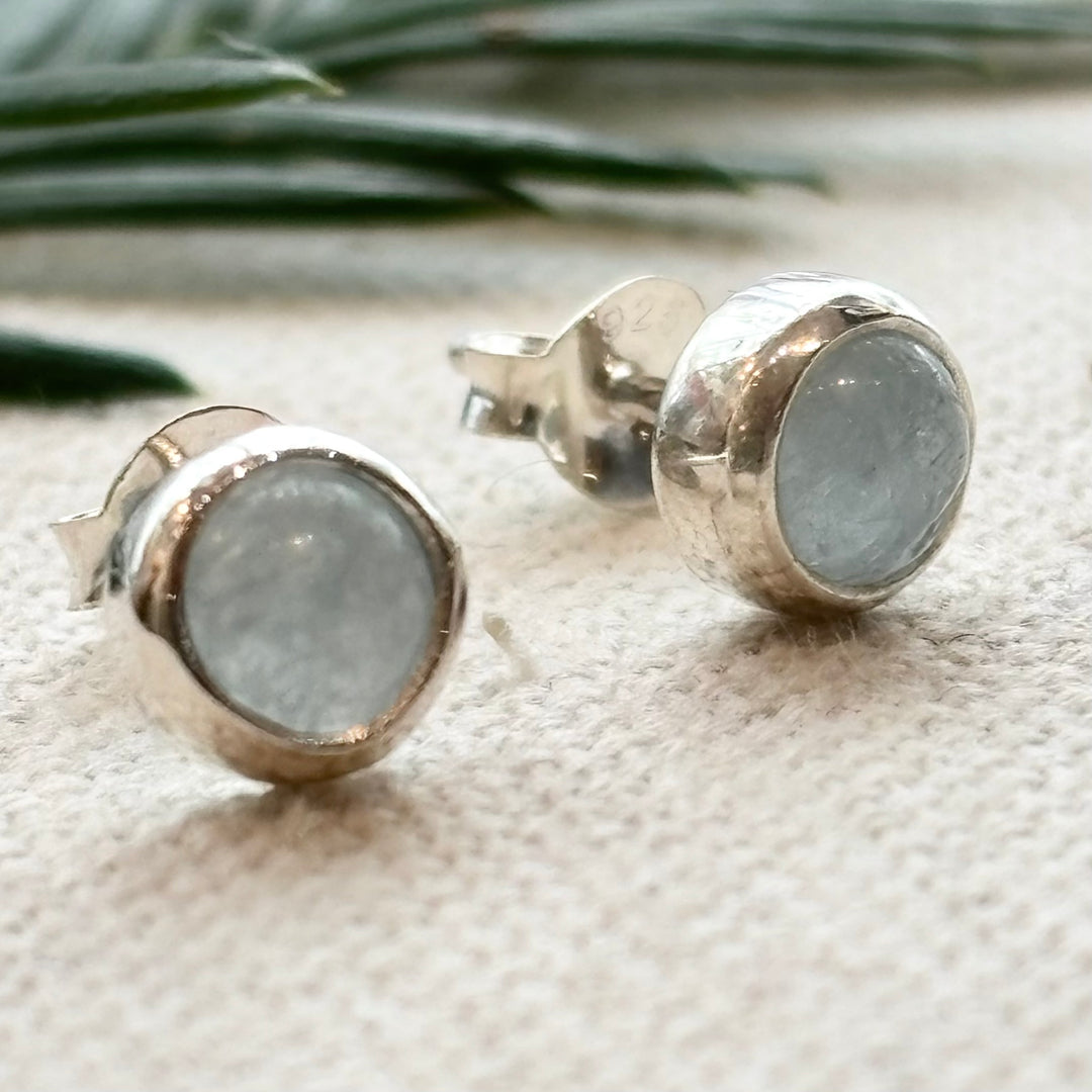 Sterling Silver Aquamarine Stud Earrings