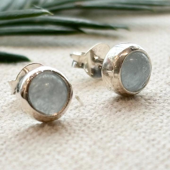 Sterling Silver Aquamarine Stud Earrings