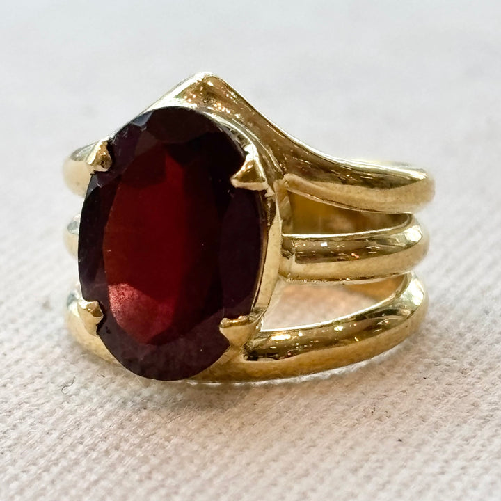 Garnet Ring Panchadhatu Five Metal Ring Size N