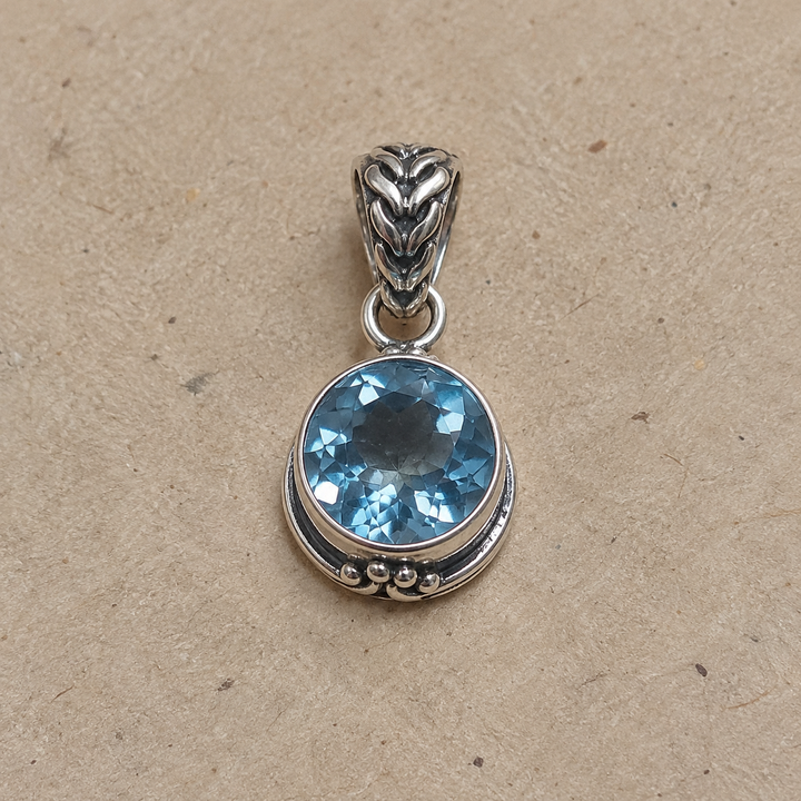 Blue Topaz Sterling Silver Pendant