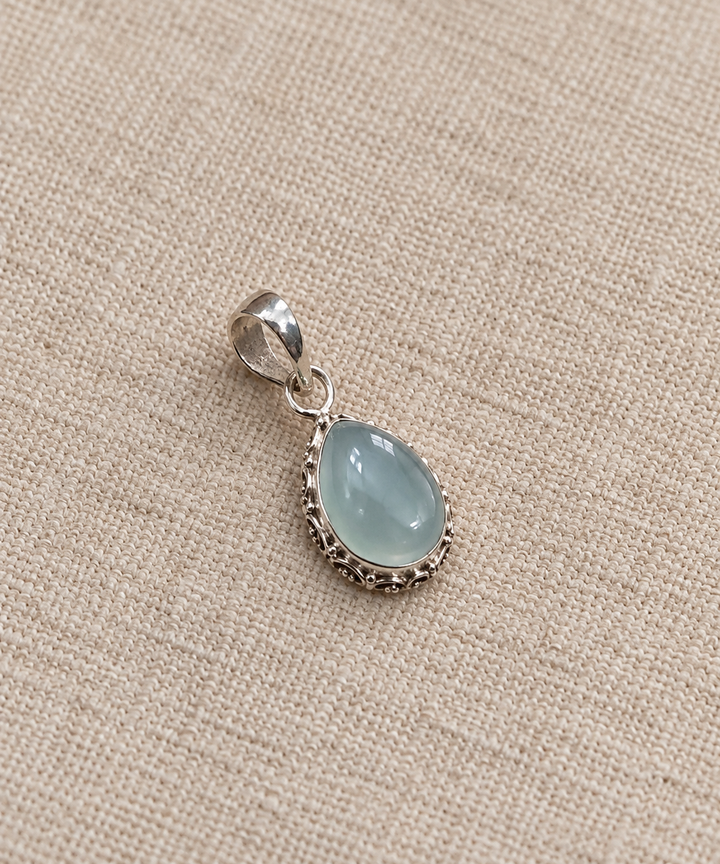 Green Chalcedony Teardrop Pendant