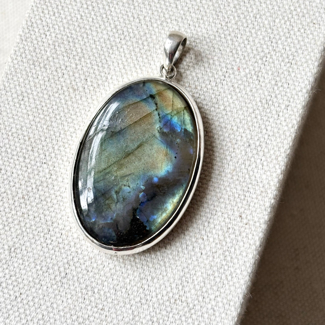 Labradorite Sterling Silver Oval Pendant