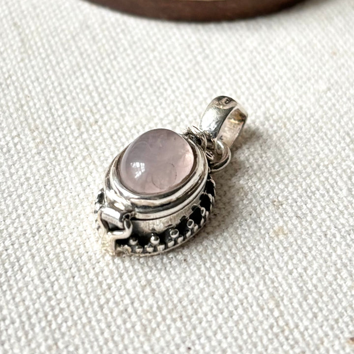Rose Quartz Sterling Silver Locket Pendant