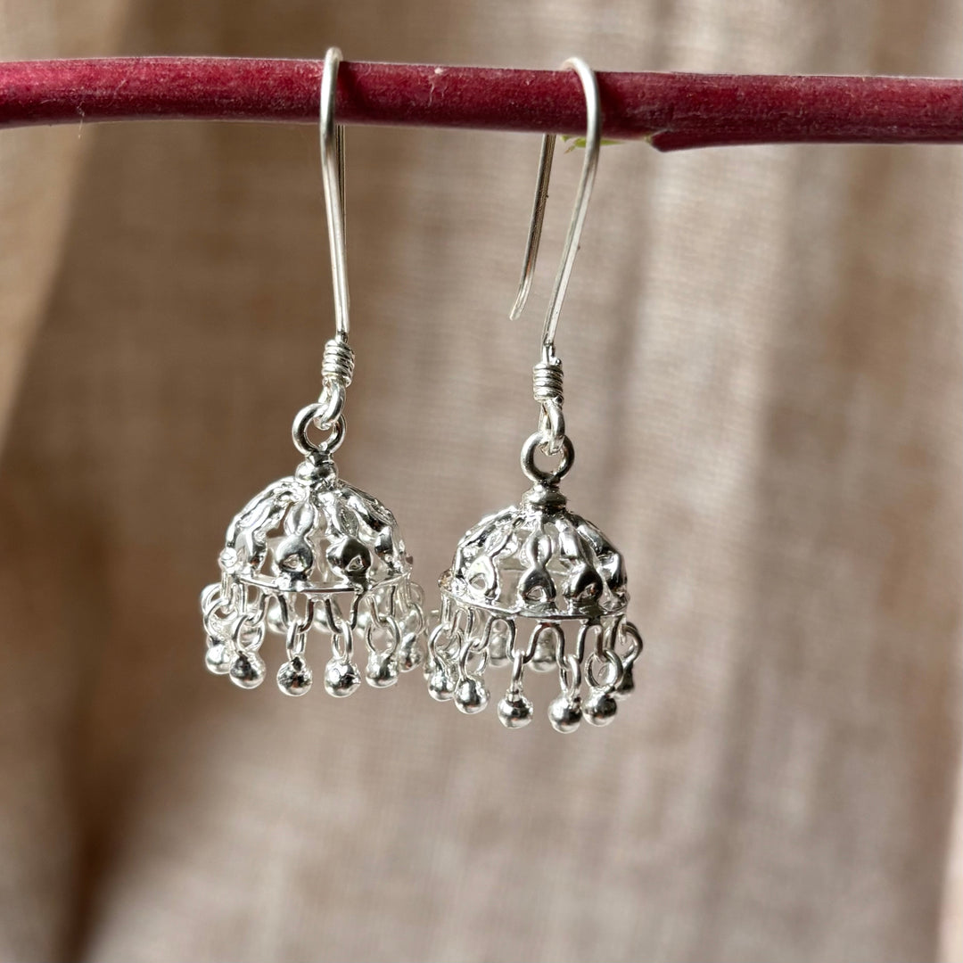 Handmade Sterling Silver Jhumka Earrings