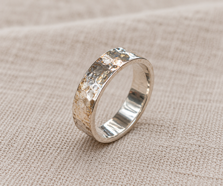 Handmade Sterling Silver Rustic Textured Band Ring