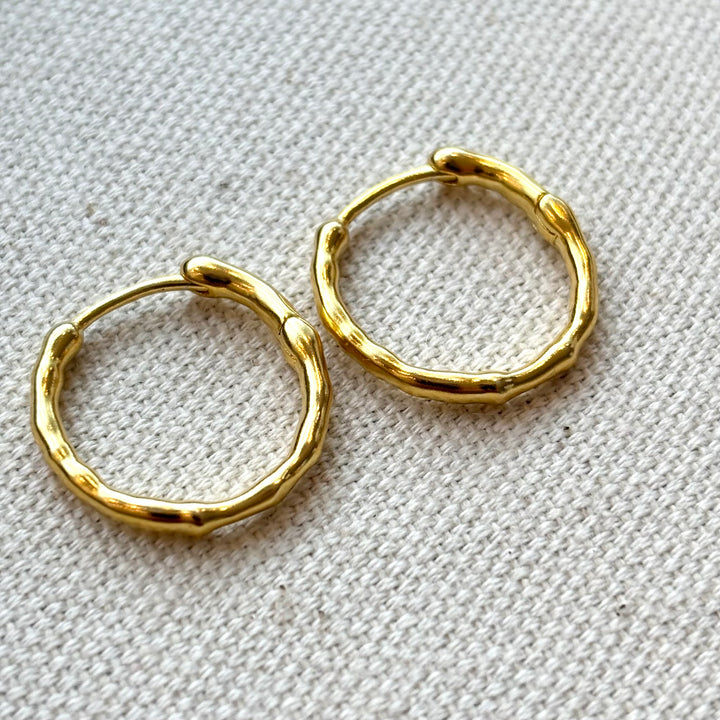 15mm Textured Huggy Hoop Earrings – Gold Plated Sterling Silver