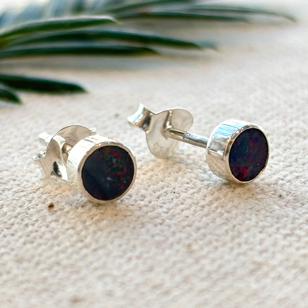Sterling Silver Opal Stud Earrings