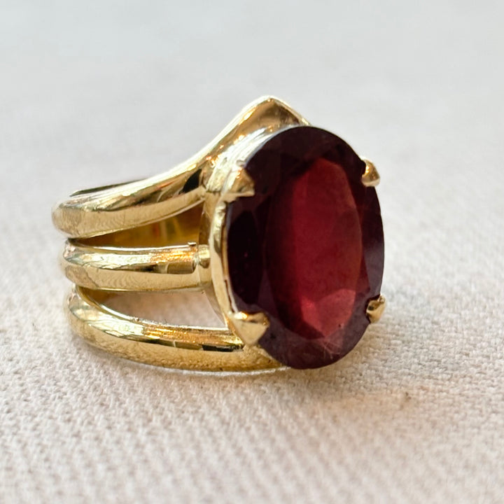 Garnet Ring Panchadhatu Five Metal Ring Size N