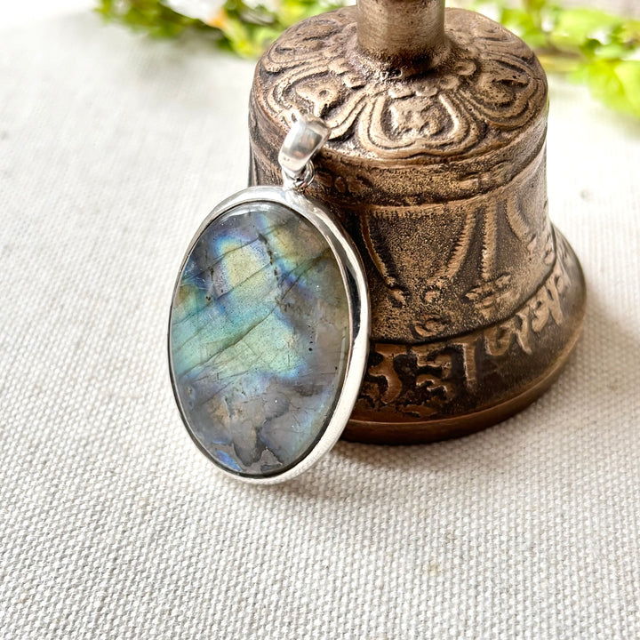 Labradorite Sterling Silver Oval Pendant