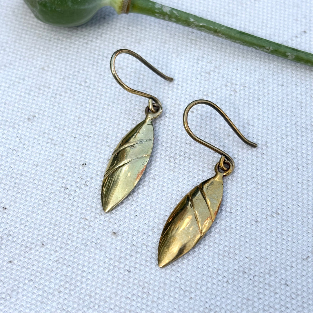 Handmade Panchadhatu Leaf Drop Earrings
