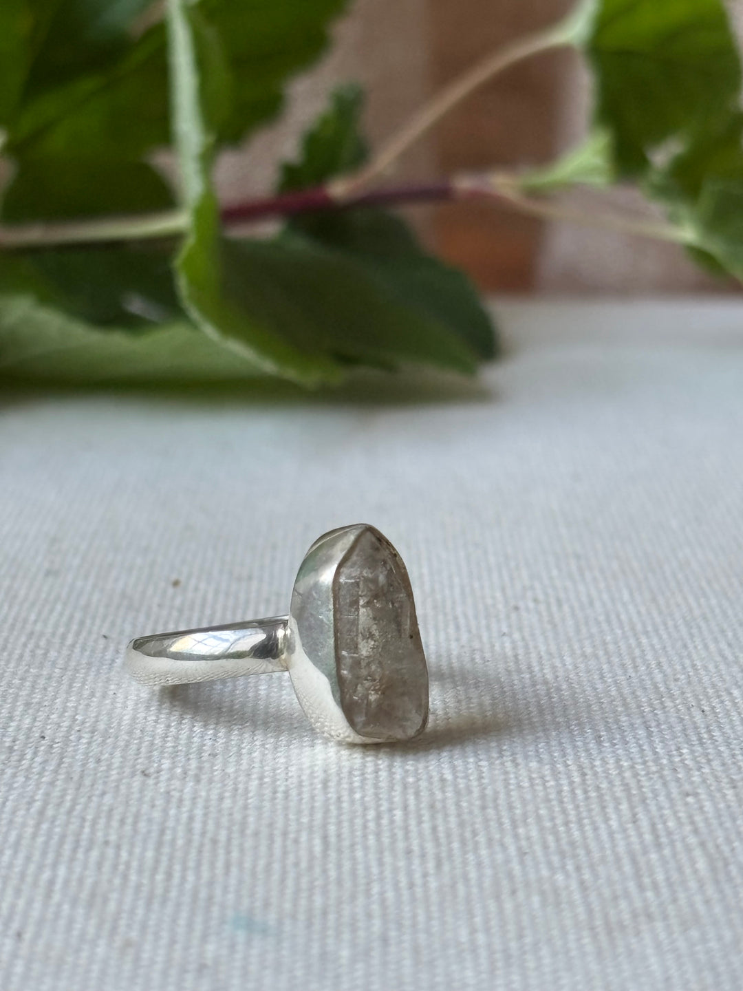 Raw Quartz Sterling Silver Ring – Size S