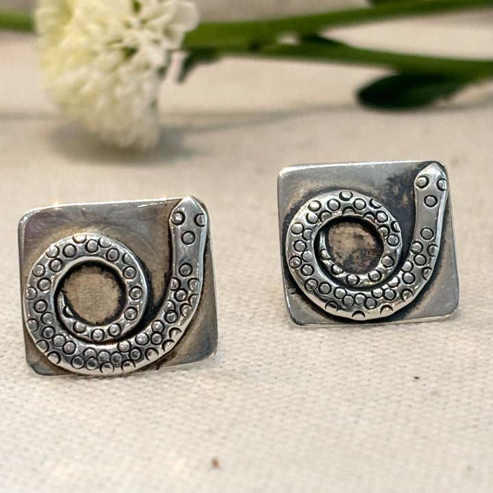Sterling Silver Snake Stud Earrings 12 mm