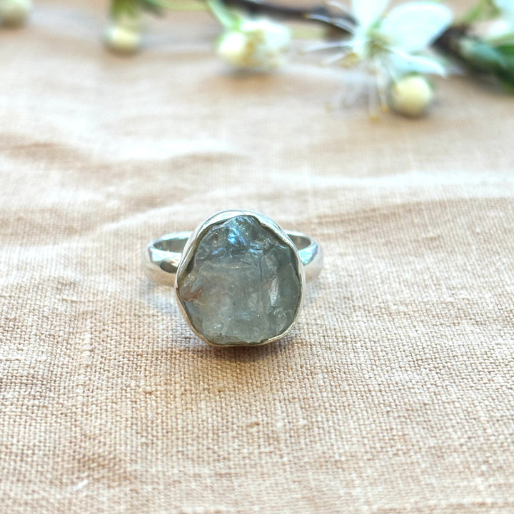 Raw Moonstone Silver Ring - Size K