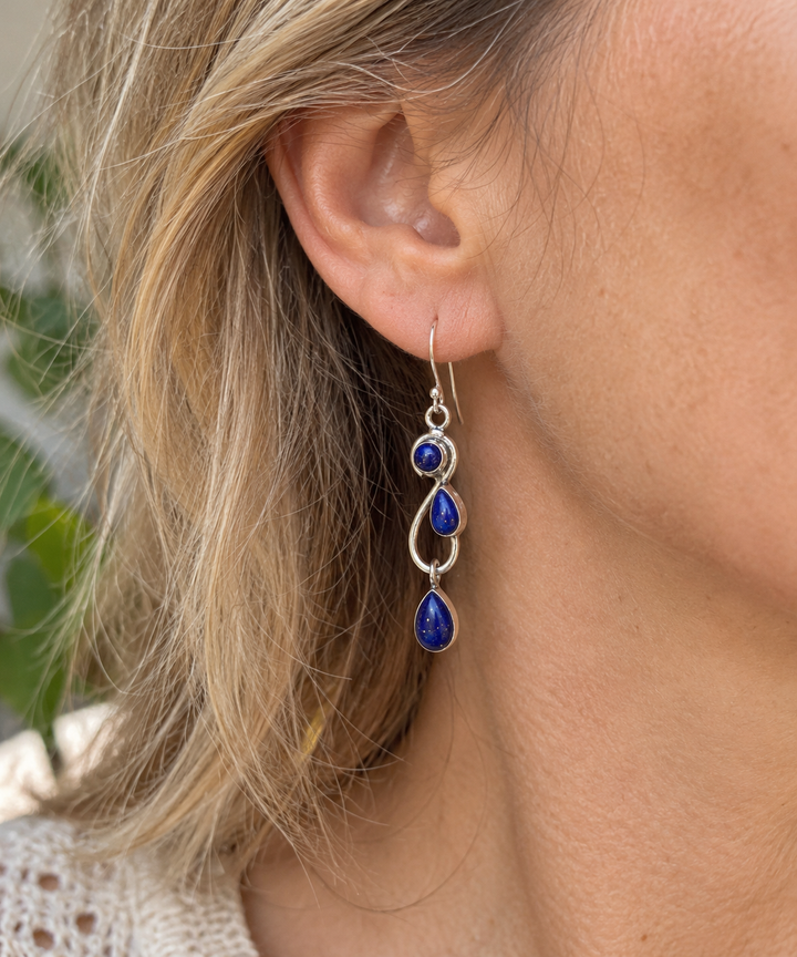 Handmade Lapis Lazuli Sterling Silver Drop Earrings
