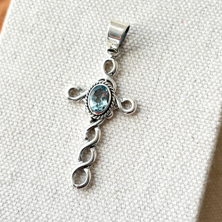 Blue Topaz Sterling Silver Pendant