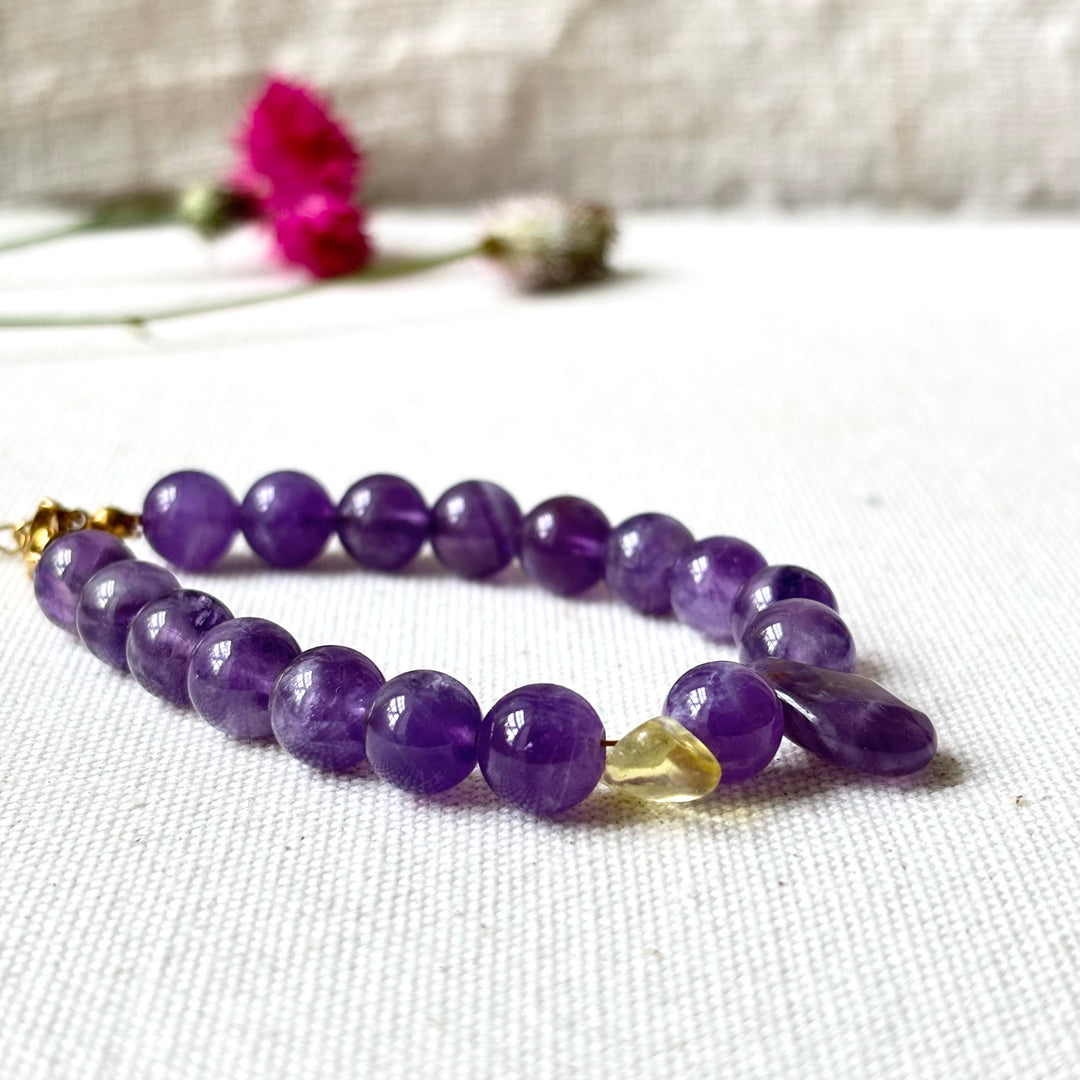 Amethyst Bracelet with Citrine Accent