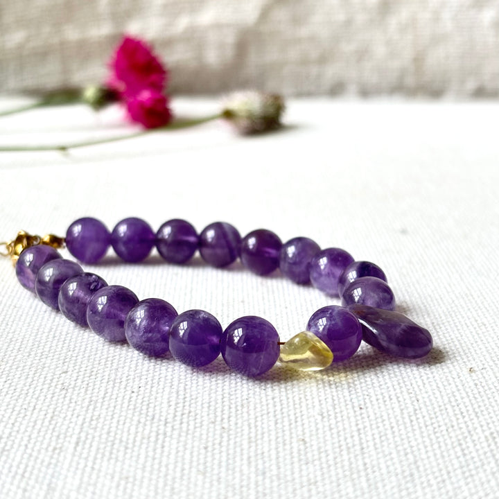 Amethyst Bracelet with Citrine Accent