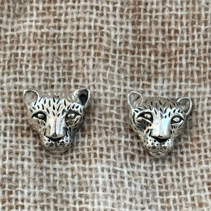 Lion Head Sterling Silver Stud Earrings 10 x 8 mm