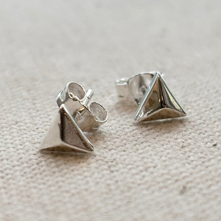 Sterling silver pyramid stud earrings
