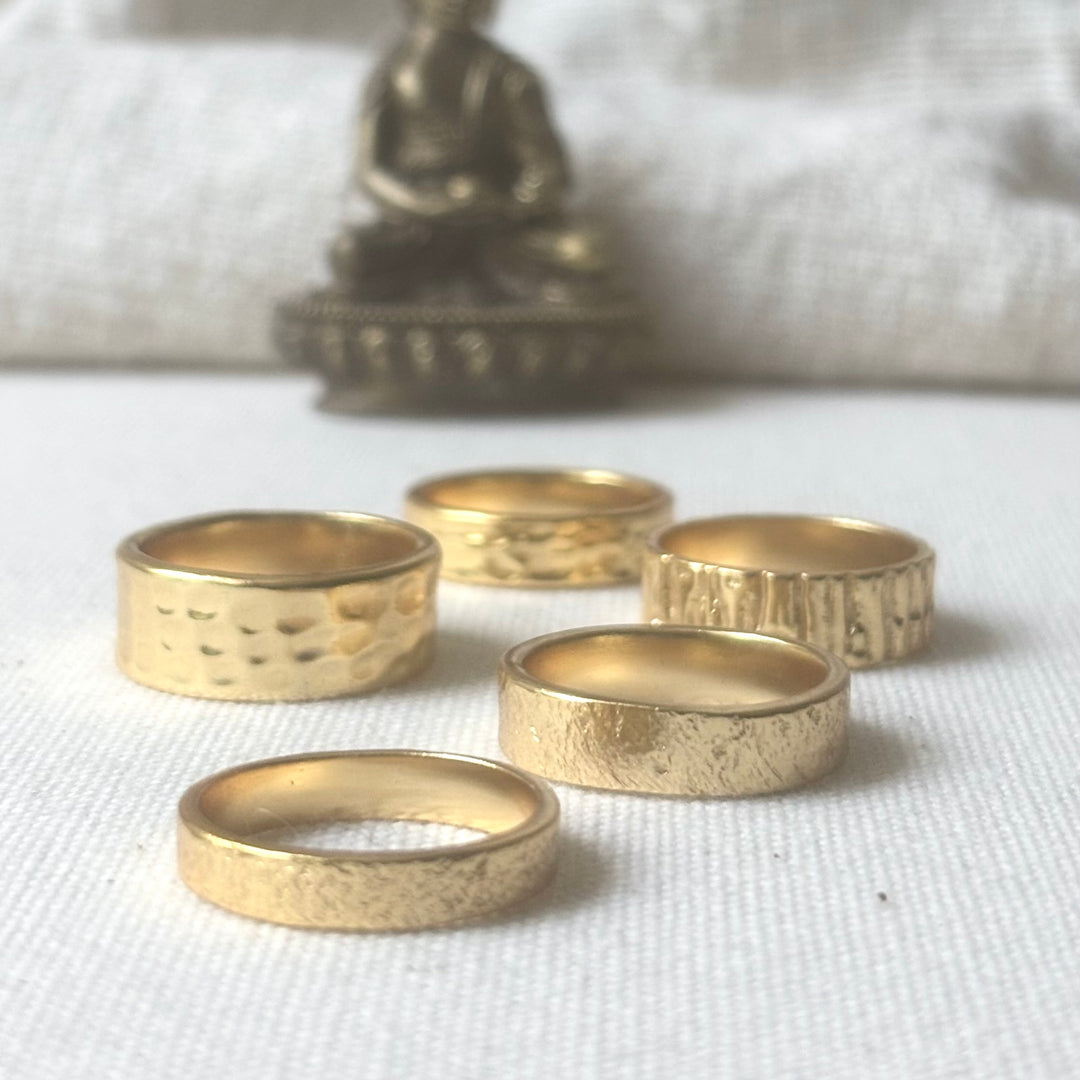 18ct Gold Plated Brass Textured Band Ring