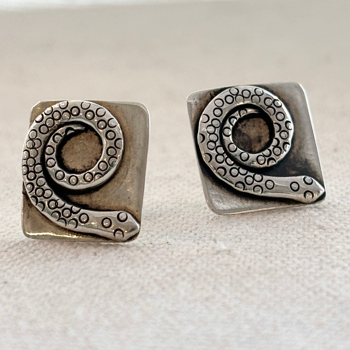 Sterling Silver Snake Stud Earrings 12 mm