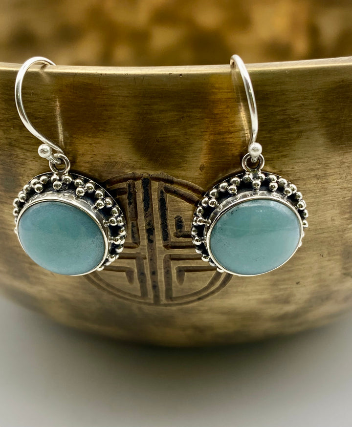 Larimar Halo Earrings